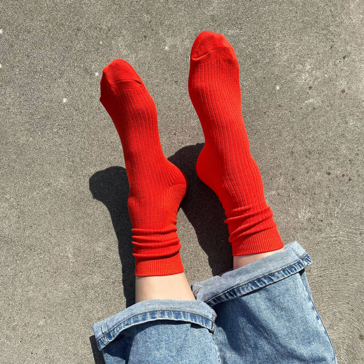 Chaussettes mi‑mollet en coton - Rouge tomate | Bondoodle
