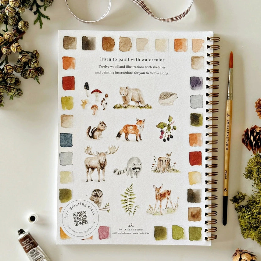 Cahier d'aquarelle - Animaux de la Forêt | Emily Lex Studio