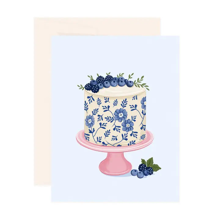 Carte souhait bleu gâteau bleuet Paige & Willow 