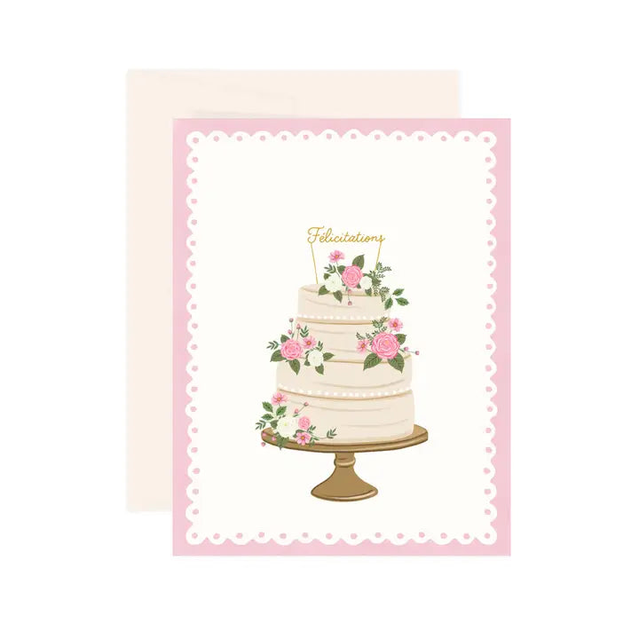 Carte félicitations gâteau rose mariage Paige & Willow 
