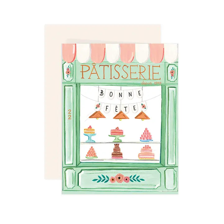 Carte de souhait pâtisserie paris pastel vert bonne fête anniversaire 