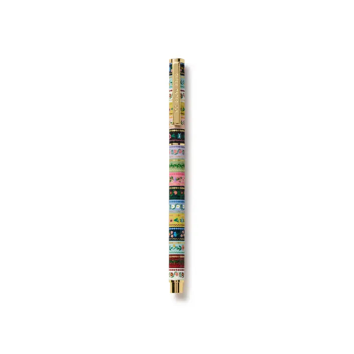 Stylo rechargeable Rifle Paper co. Rayures fleurs Gemma