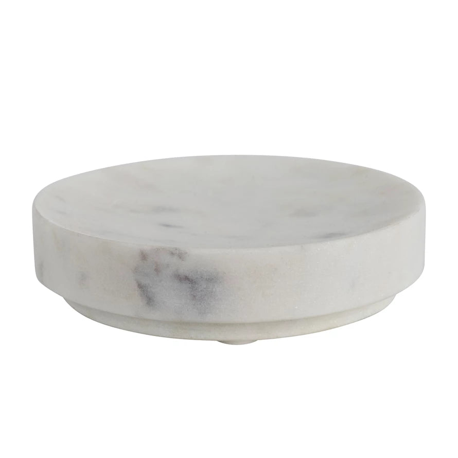 Savonnier rond marbre blanc creative Coop maison décoration salle-de-bain 