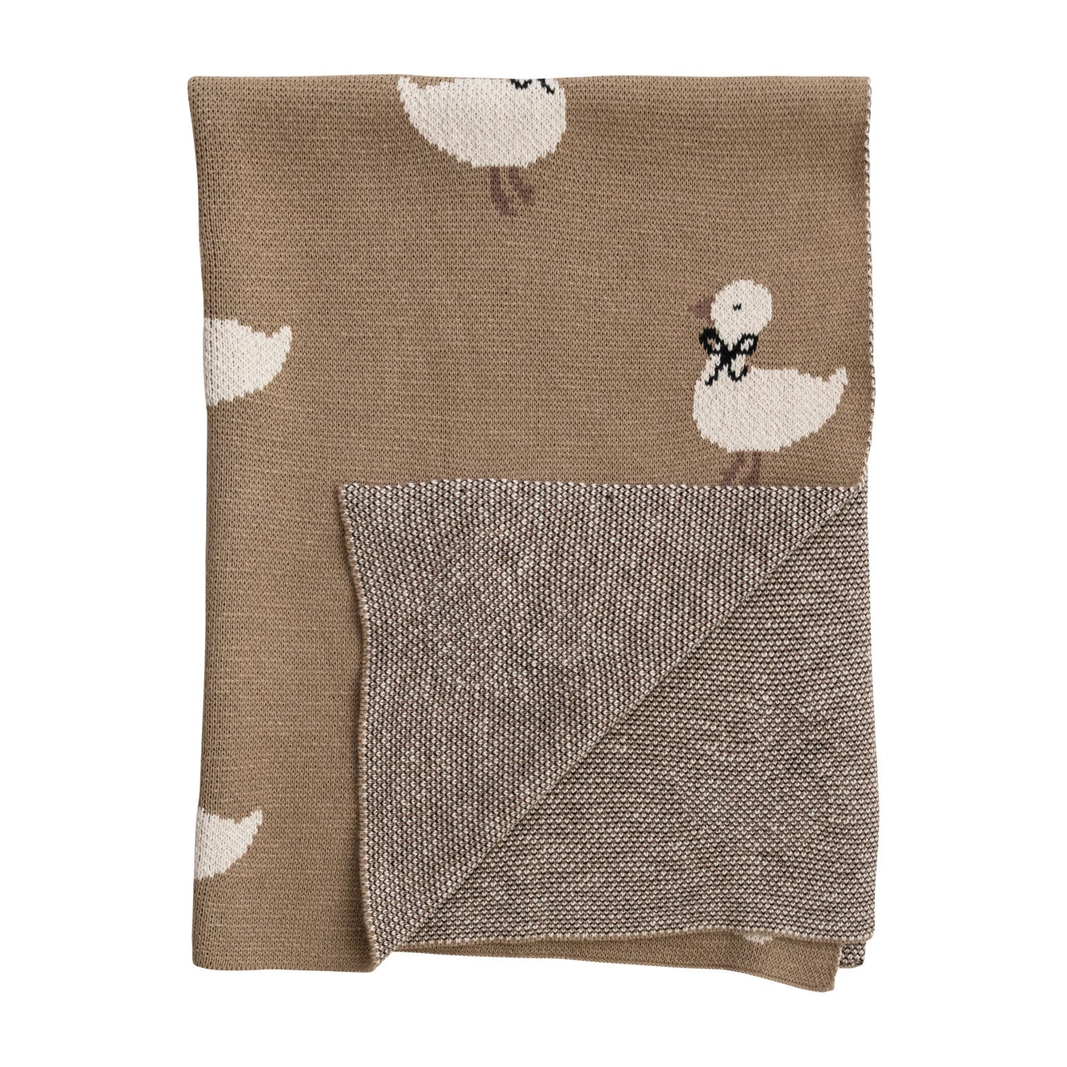 Couverture bébé tricot canard blanc beige sable creative co-op coton doux