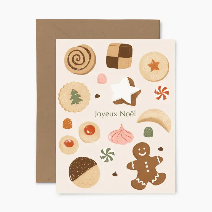 Carte de Noël Biscuits et Pain d'épices Papier Fleuri Co. Cadeau cute tendance 
