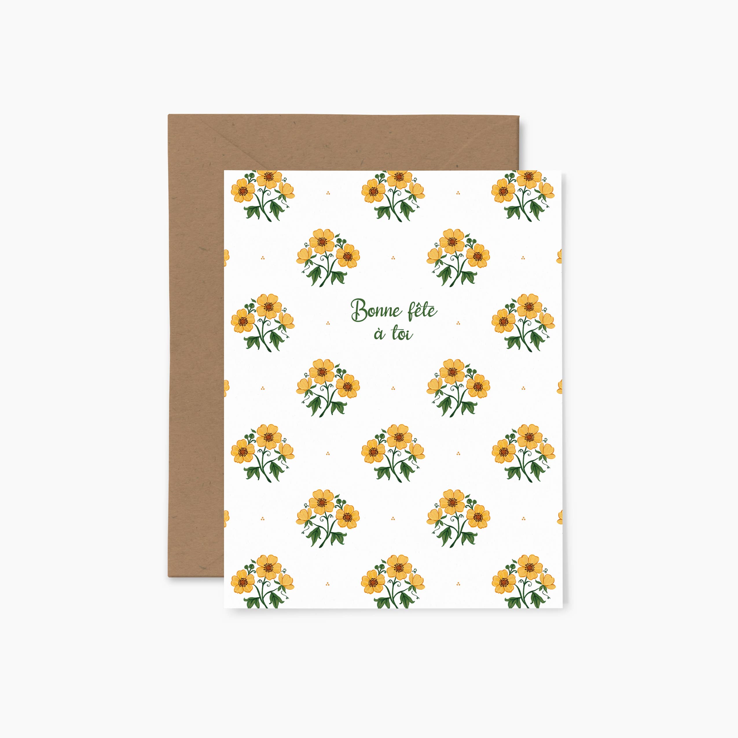 Carte de souhaits Renoncules "Bonne fête à toi" Papier Fleuri Co. Bouquet jaune 