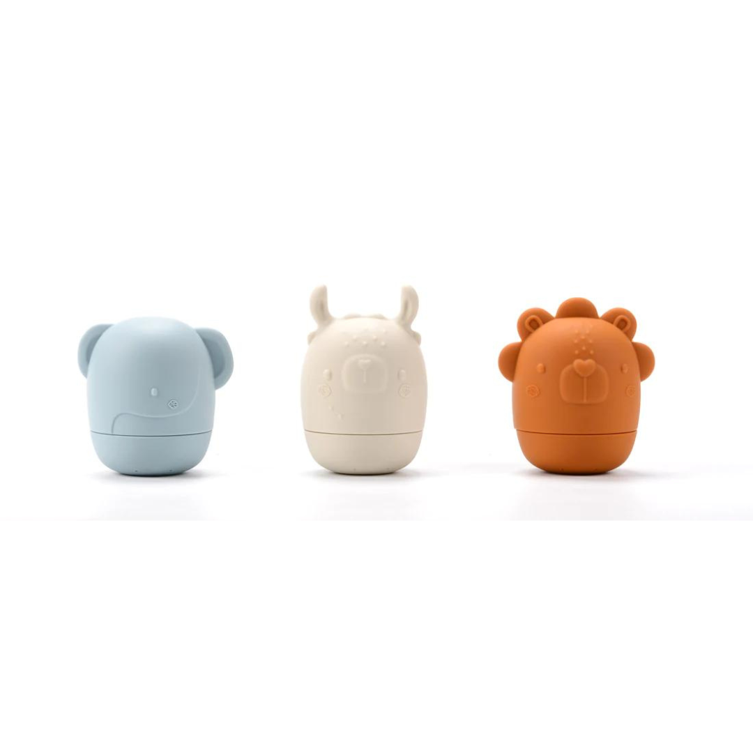 jouet bain silicone Loulou Lollipop lion lama elephant