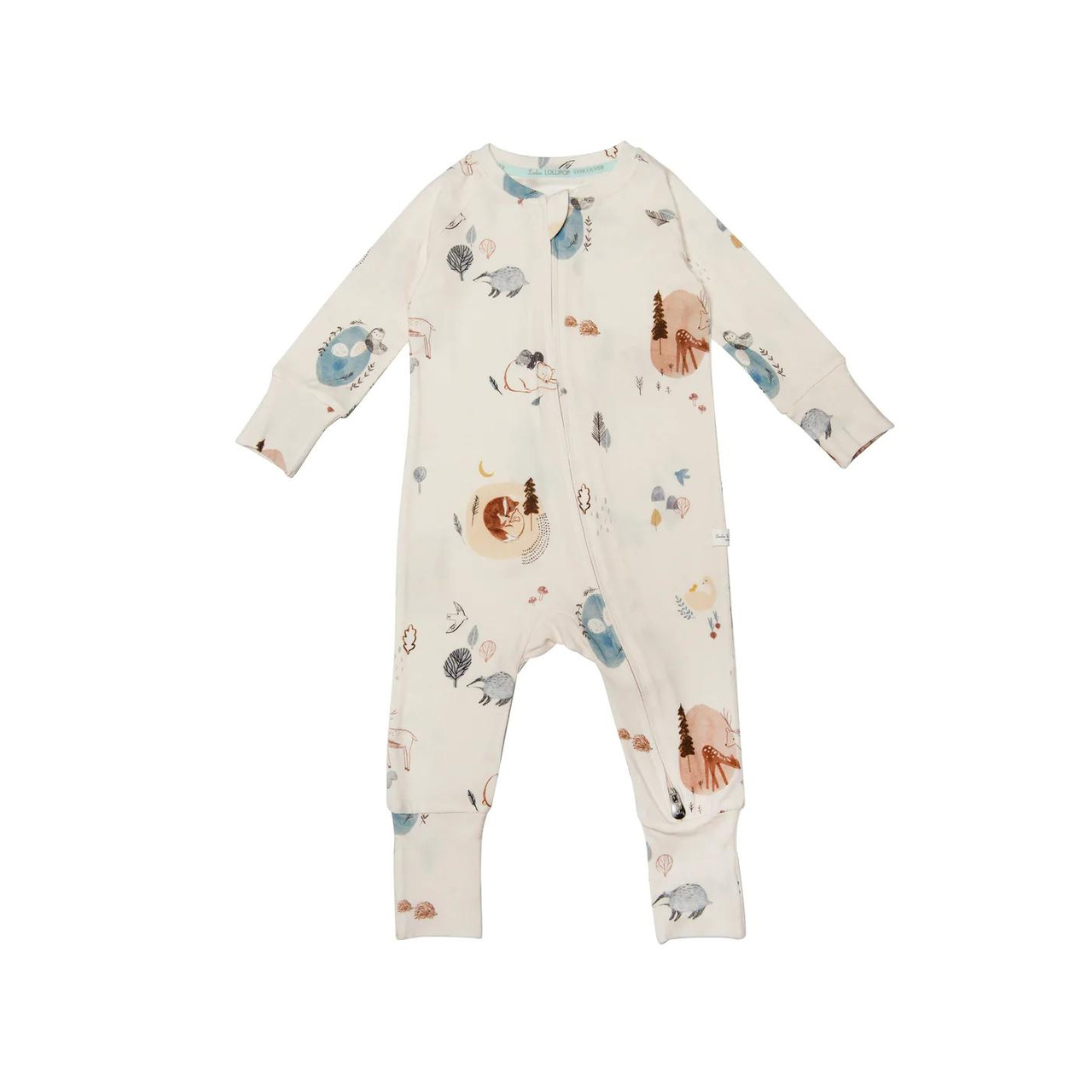 loulou lollipop pyjama tencel bébé cozy forest forêt endormie