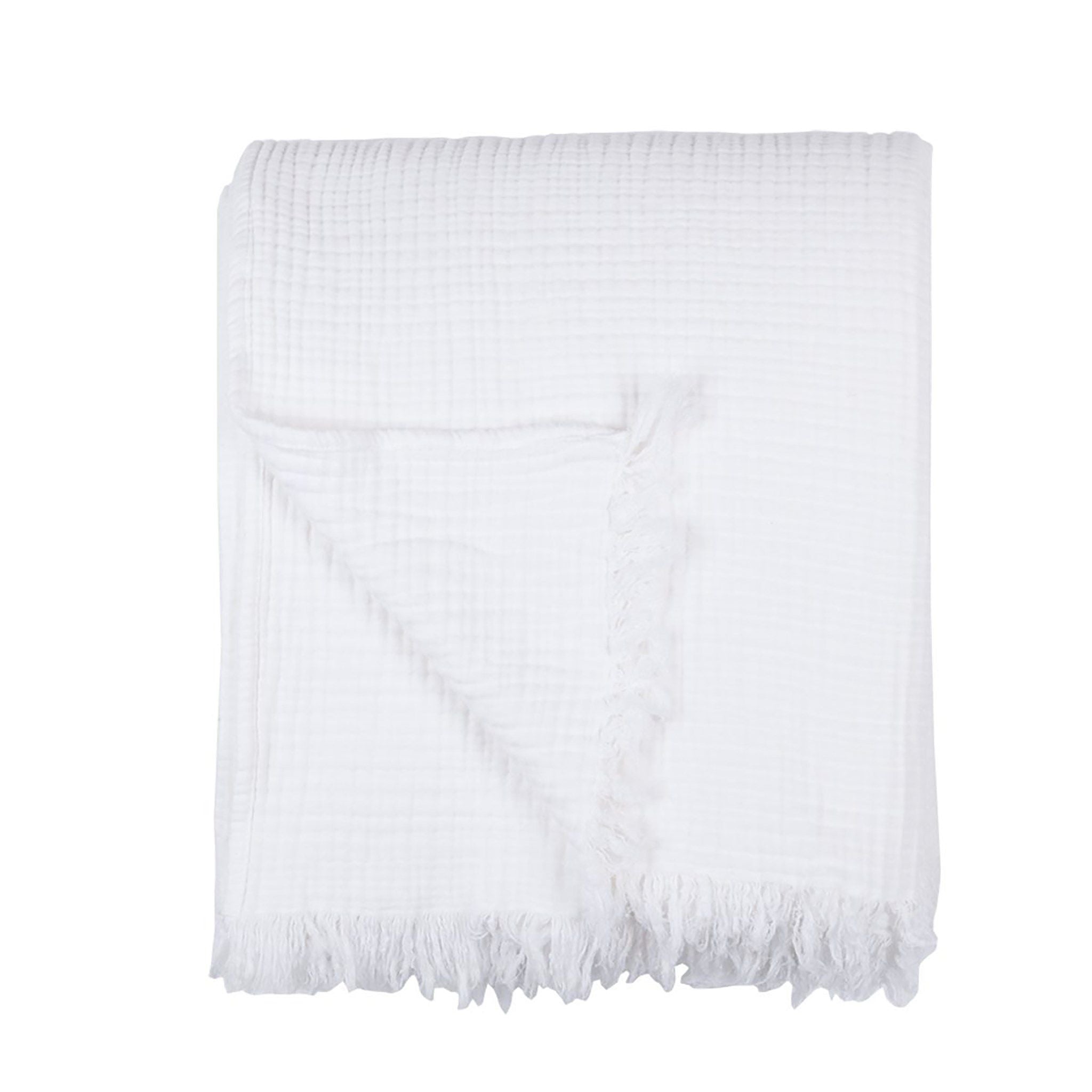 jeté mousseline coton froissée blanc
