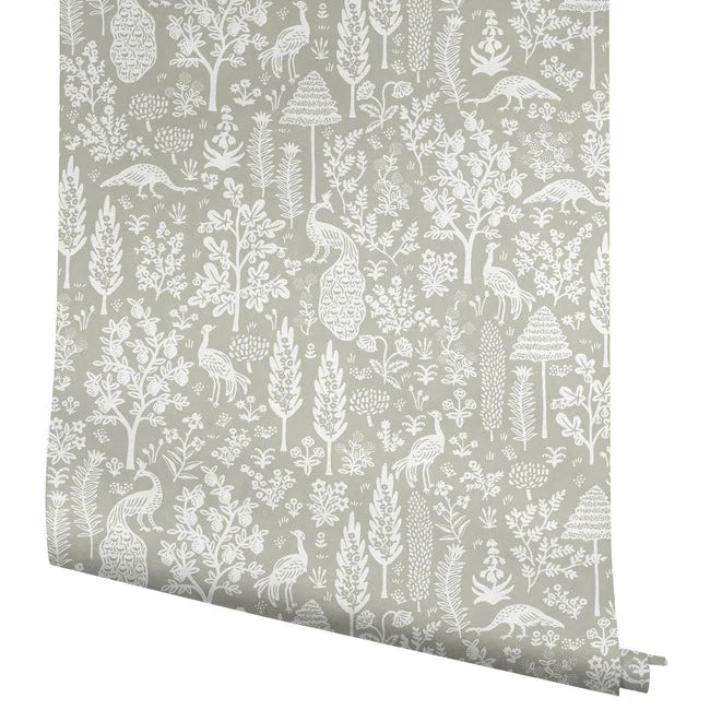 papier peint Rifle Paper co. Menagerie argent