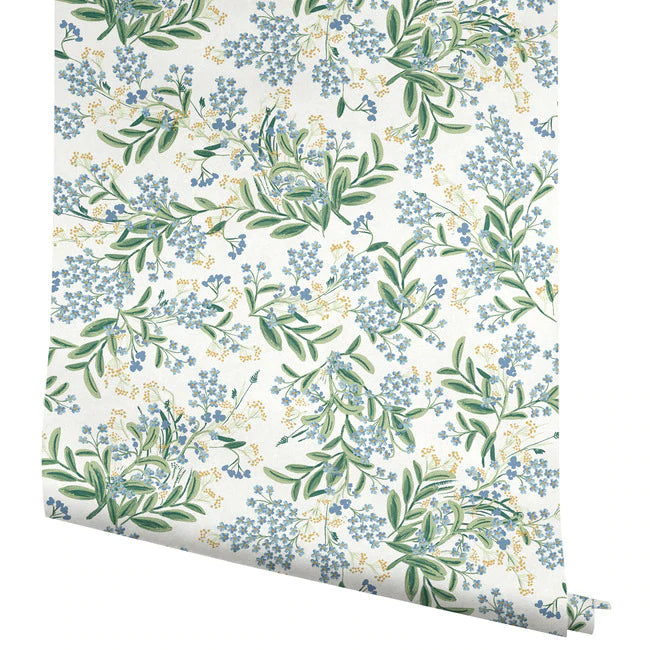 papier peint Rifle Paper co. fleurs de maïs bleu
