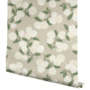 papier peint Rifle Paper co. hydrangea lin beige