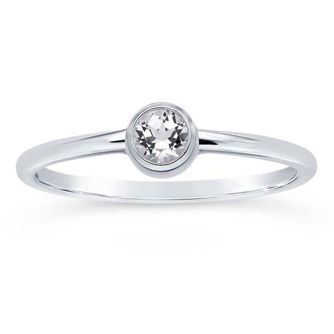 Bague argent Cristal Solitaire clair