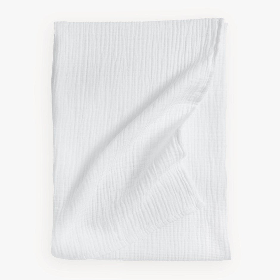 Jeté ou Couverture Mousseline froissée Blanc