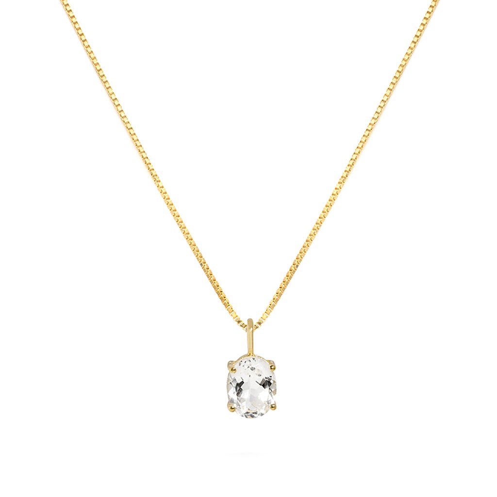 Collier topaze ovale Leah Alexandra or veirmeil