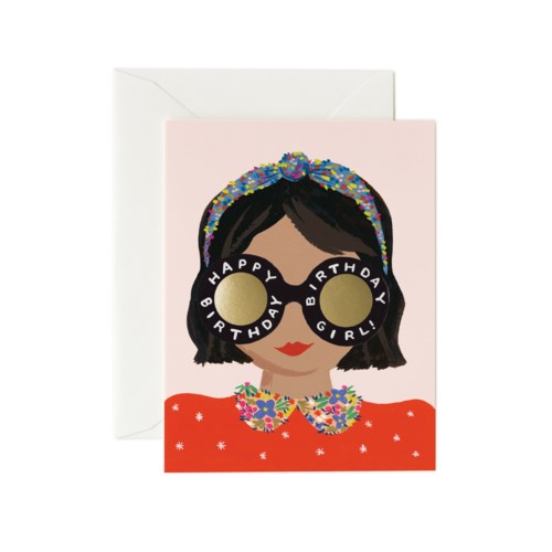 carte souhait Rifle Paper fille bandeau lunette