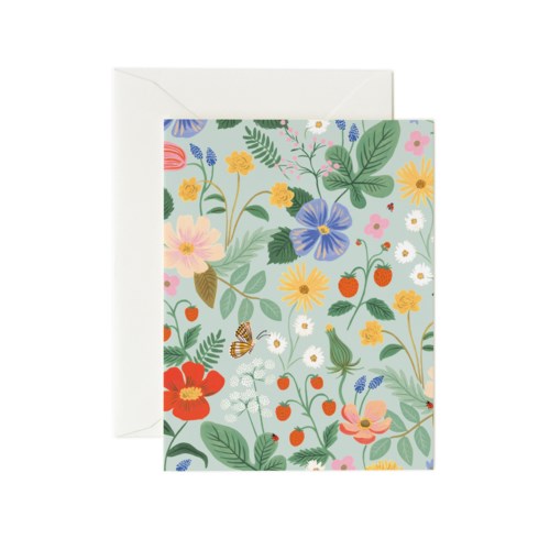 carte souhait Rifle Paper champs fraises menthe