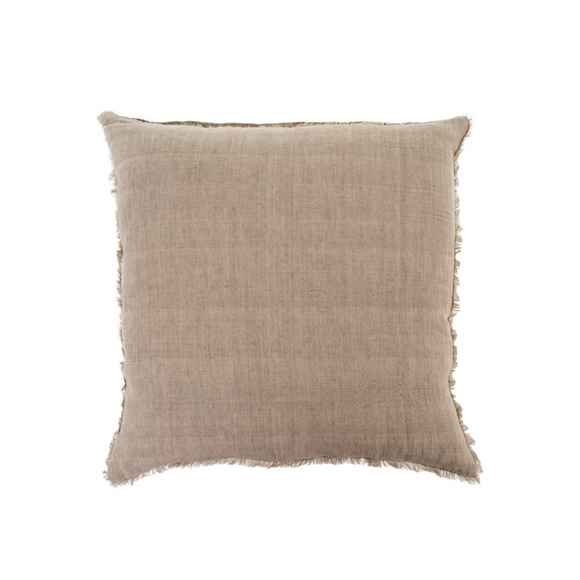 Coussin Lin format euro frange taupe