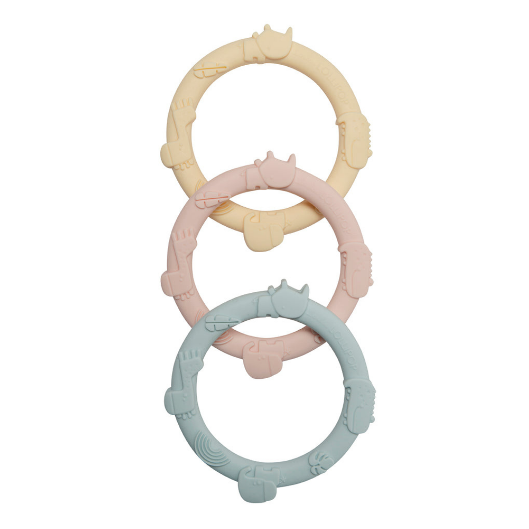 anneaux dentition silicone Loulou lollipop pastel
