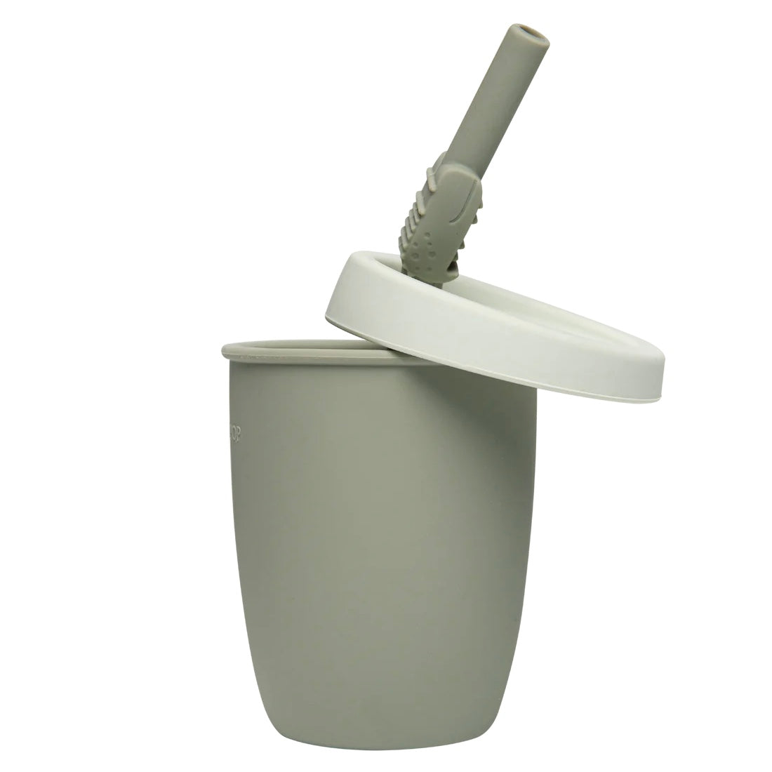 gobelet paille crocodile loulou lollipop vert sauge silicone bébé