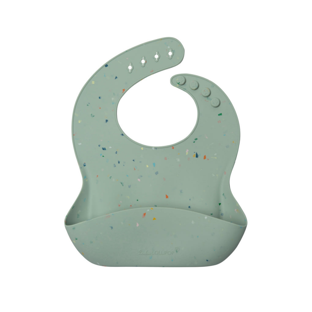 bavette silicone loulou lollipop confetti vert sauge