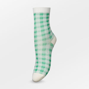 chaussettes carreaux vert blanc