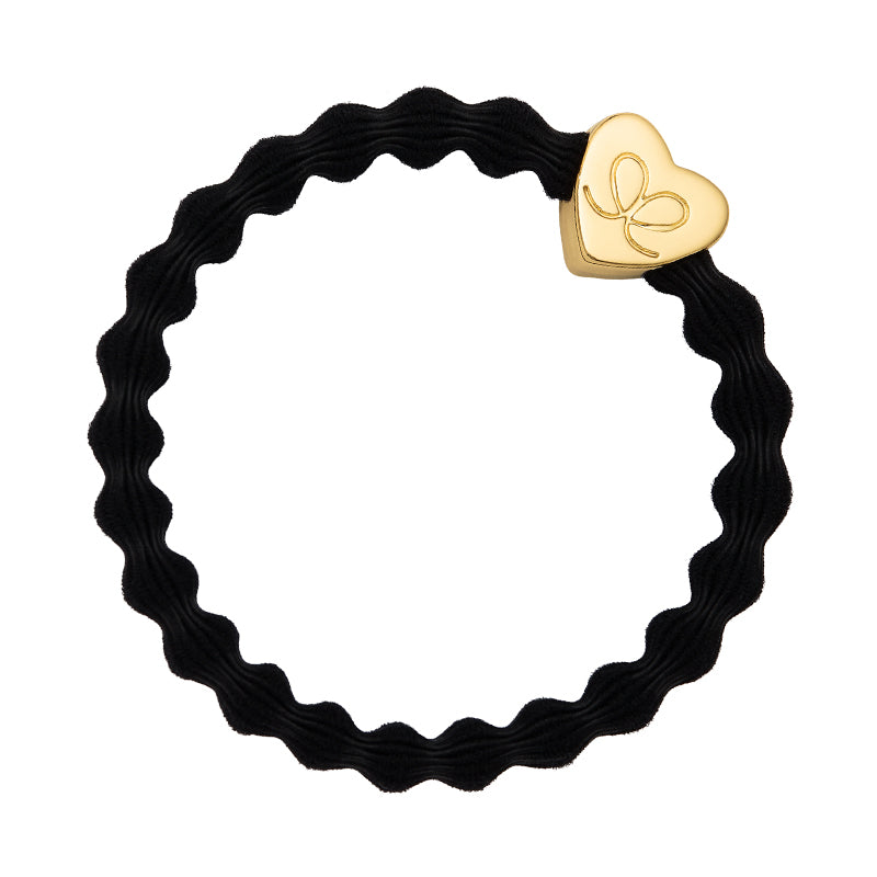élastique cheveux By Eloise noir coeur or