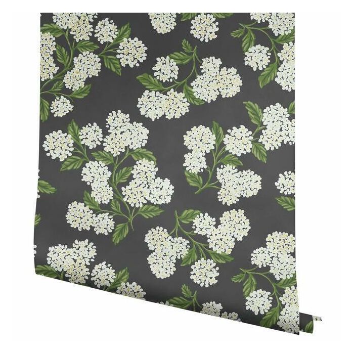 papier peint Rifle Paper hydrangea charcoal