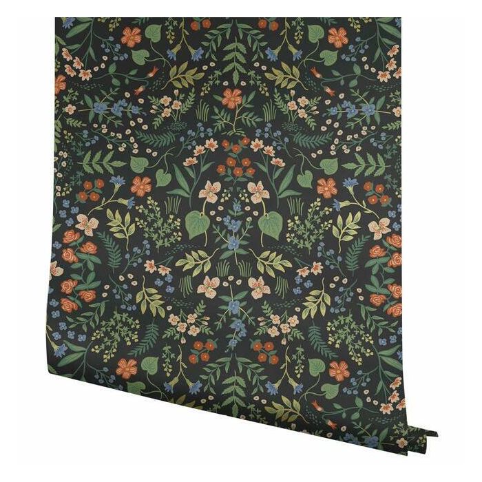 papier peint Rifle Paper fleurs sauvages noir